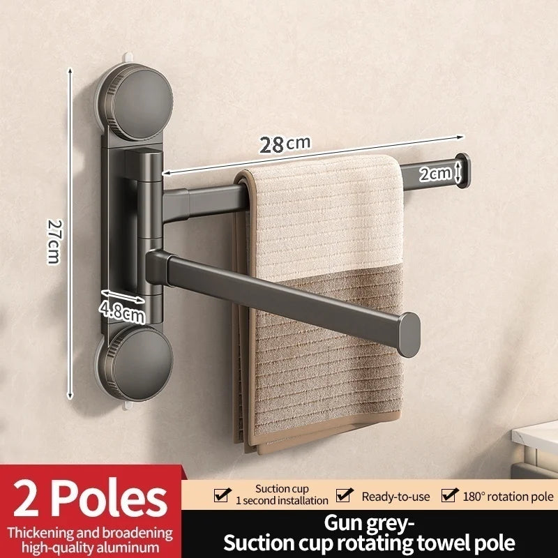 LYR Suction Cup Rotating Towel Rack – Punch-Free, Multi-Bar Folding