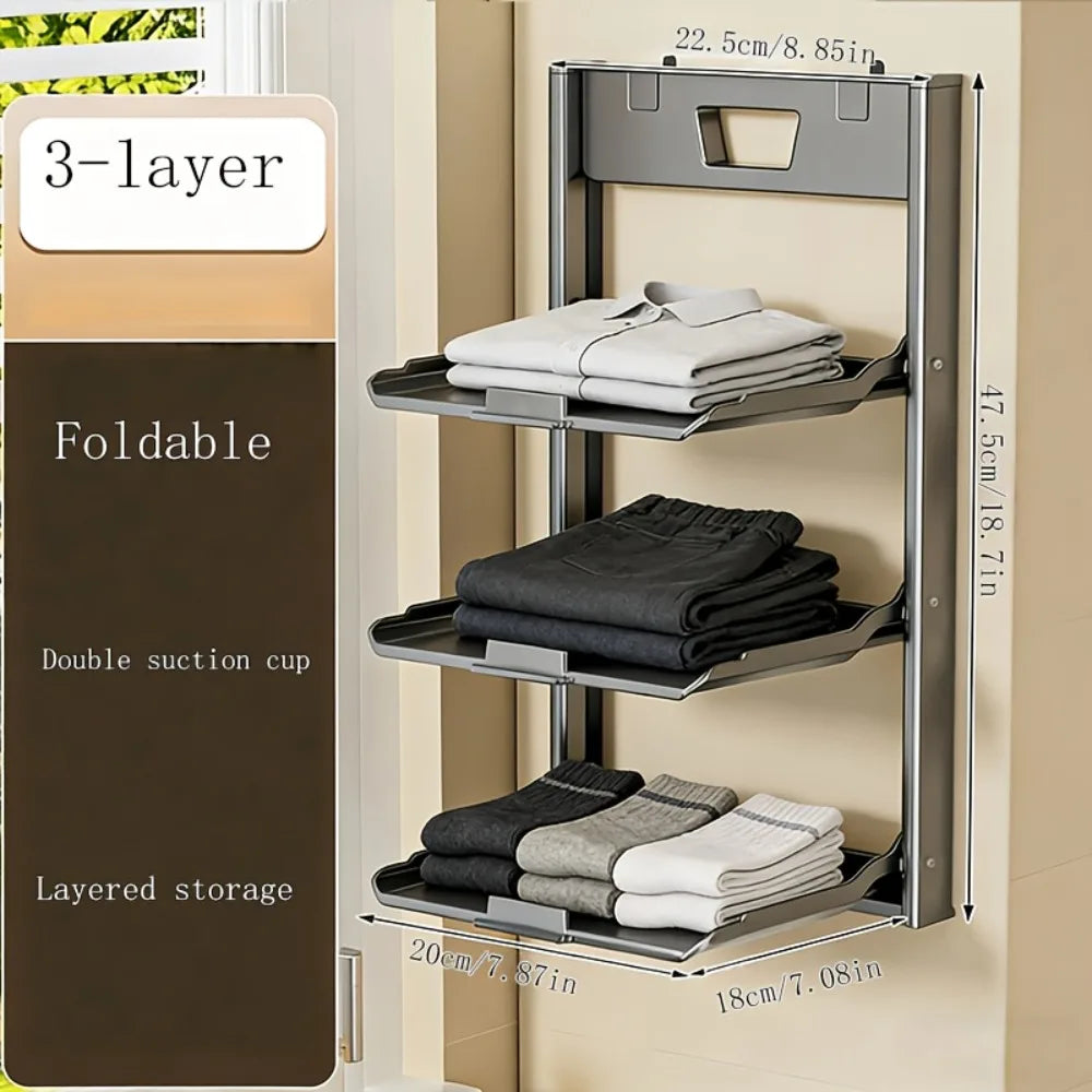 LYR Foldable Wall-Mounted Organizer Shelf – No-Drill, Multi-Tier Storage