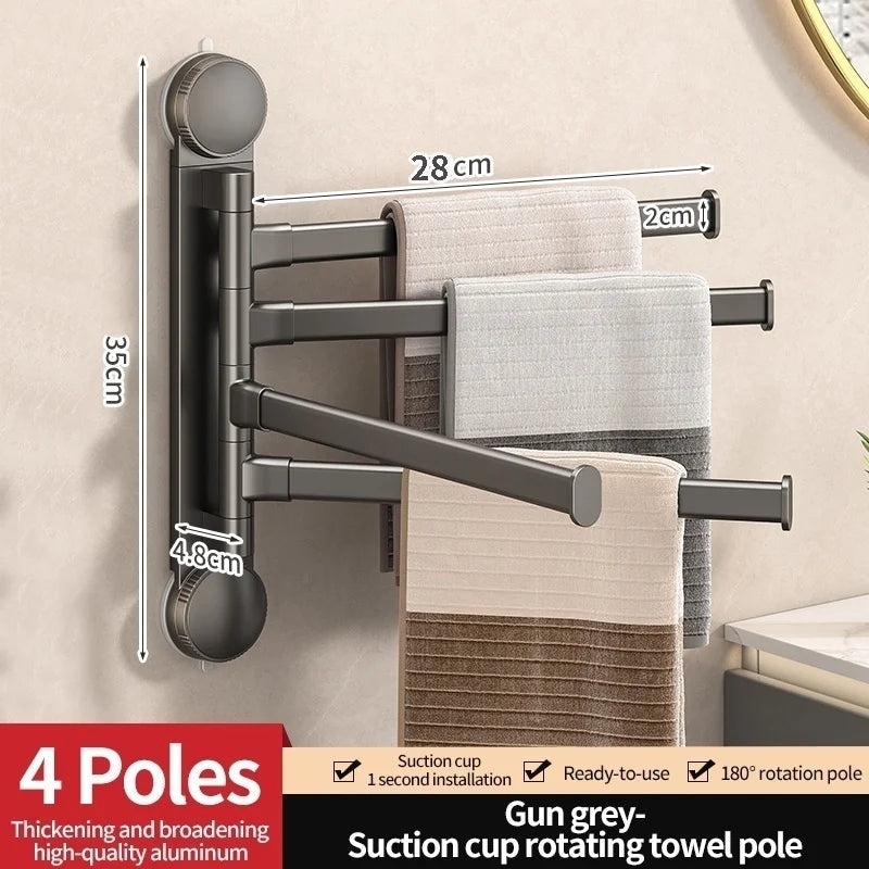 LYR Suction Cup Rotating Towel Rack – Punch-Free, Multi-Bar Folding